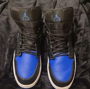 Nike Air Jordan 1 Mid Black/Hyper Royal-White Basketball Shoe Men 16